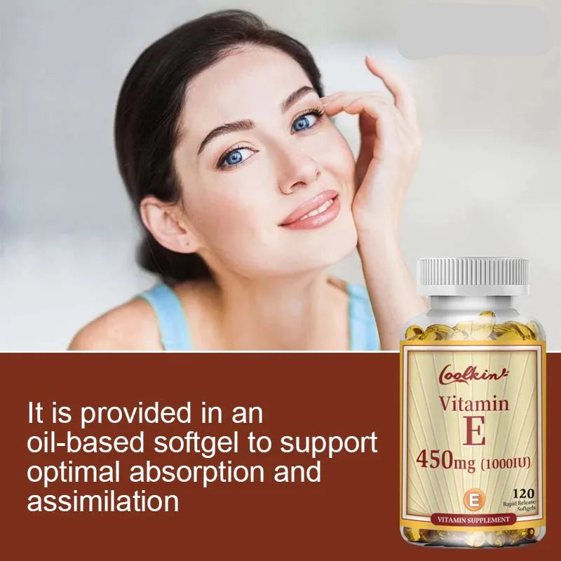 Vitamin E Capsules 450mg - Anti Aging Anti-Wrinkle Firming Skin- 120 Capsules
