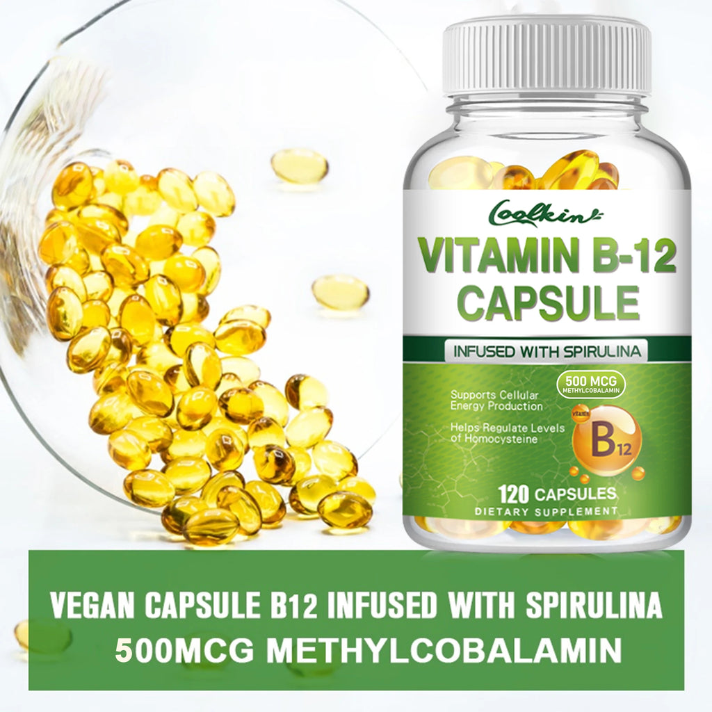 Vitamin B12 - Supports Energy Metabolism and Nervous System, Good for Brain and Heart Health - 120 Capsules