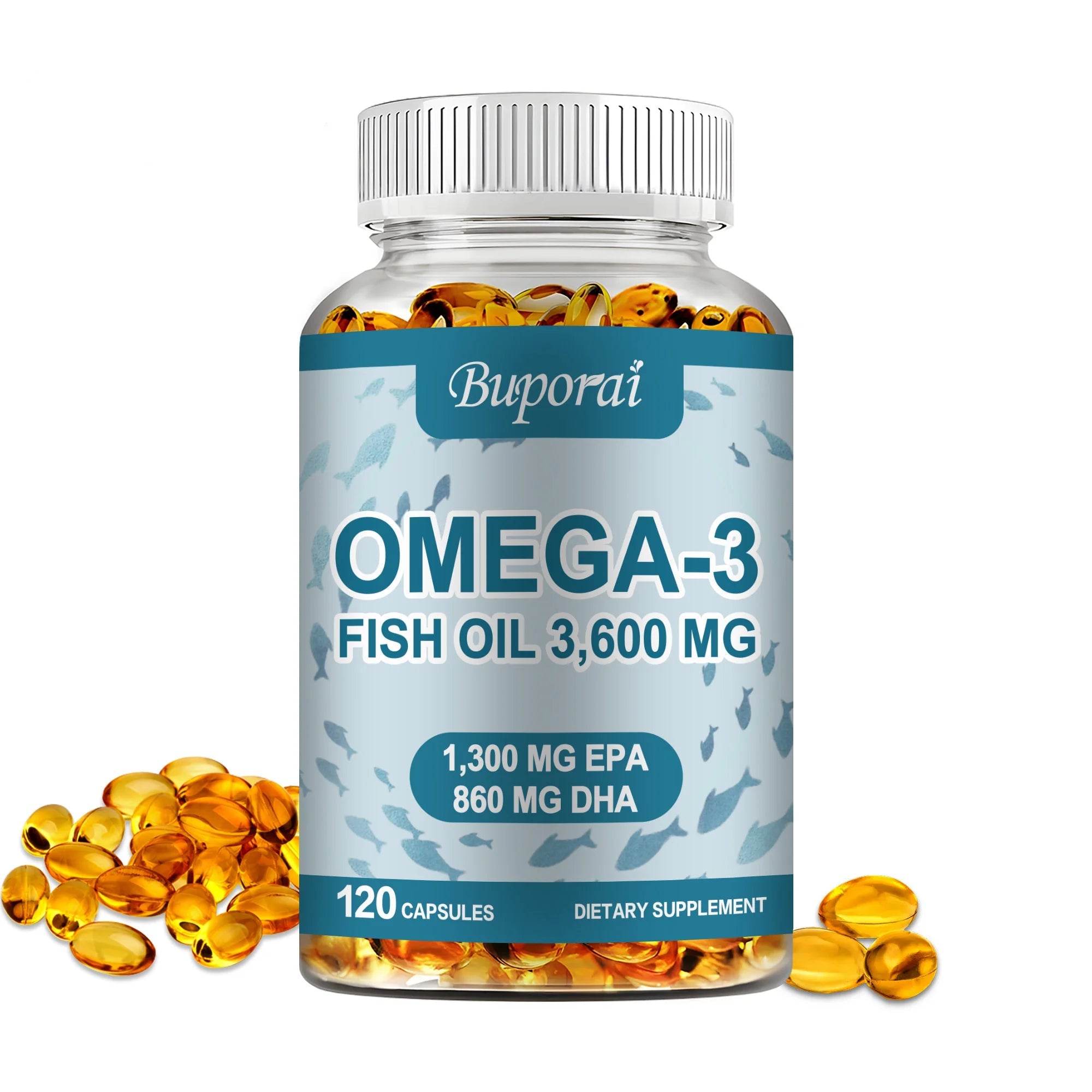 Omega 3 Fish Oil - Benefits The Cardiovascular System, Cognitive Function, and Learning Ability - 120 Capsules