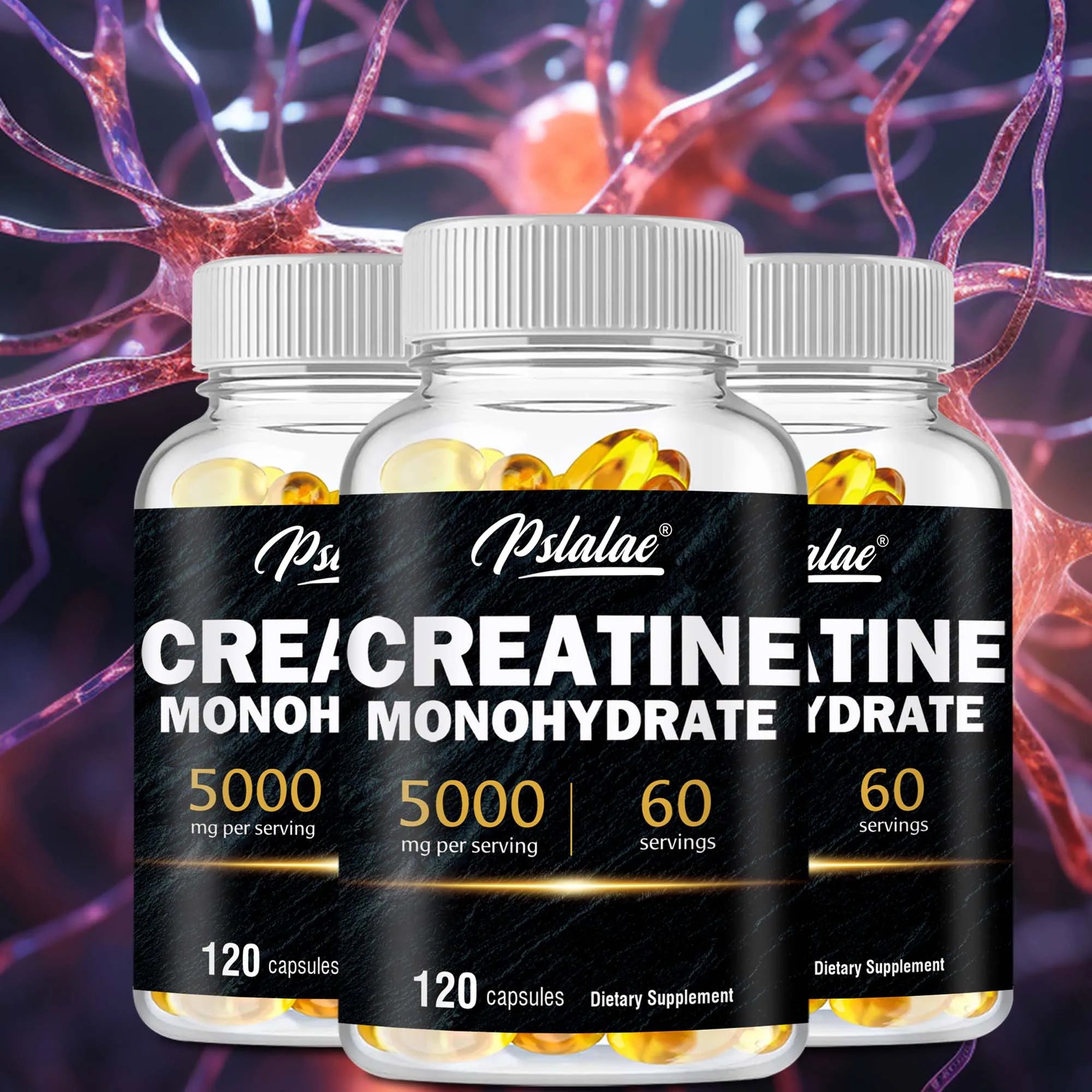 Creatine Monohydrate - Improves Athletic Performance, Strength, Endurance and Muscle Building - 120 Capsules