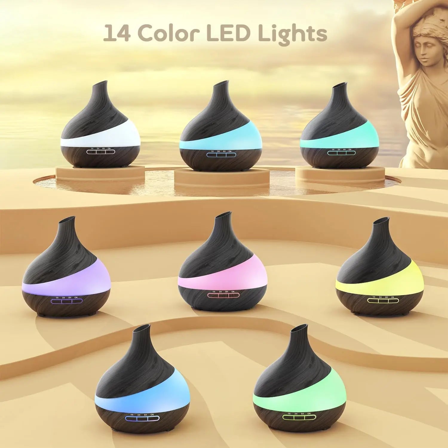 500ml Aroma Diffuser with Remote & 14-Color LED Light - Humidifier