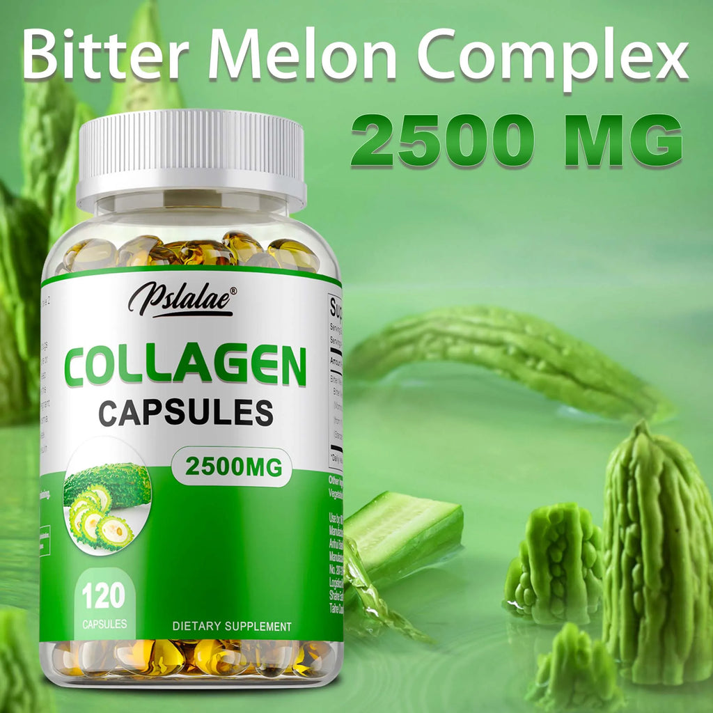 Collagen Supplement with Bitter Melon Extract 120 Capsules Weight Management Anxiety Reduction Health Care Vitamin Supplement