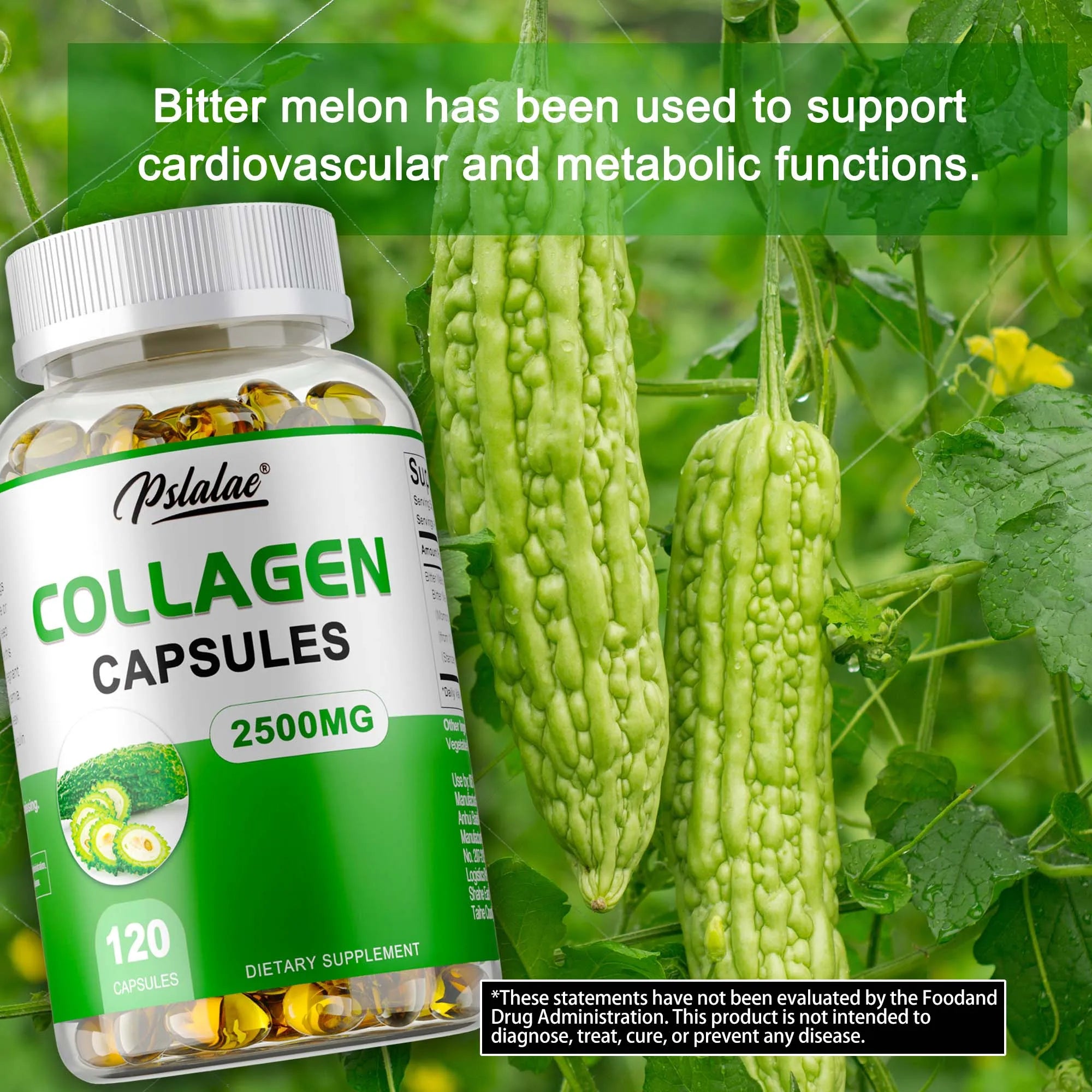 Collagen Supplement with Bitter Melon Extract 120 Capsules Weight Management Anxiety Reduction Health Care Vitamin Supplement