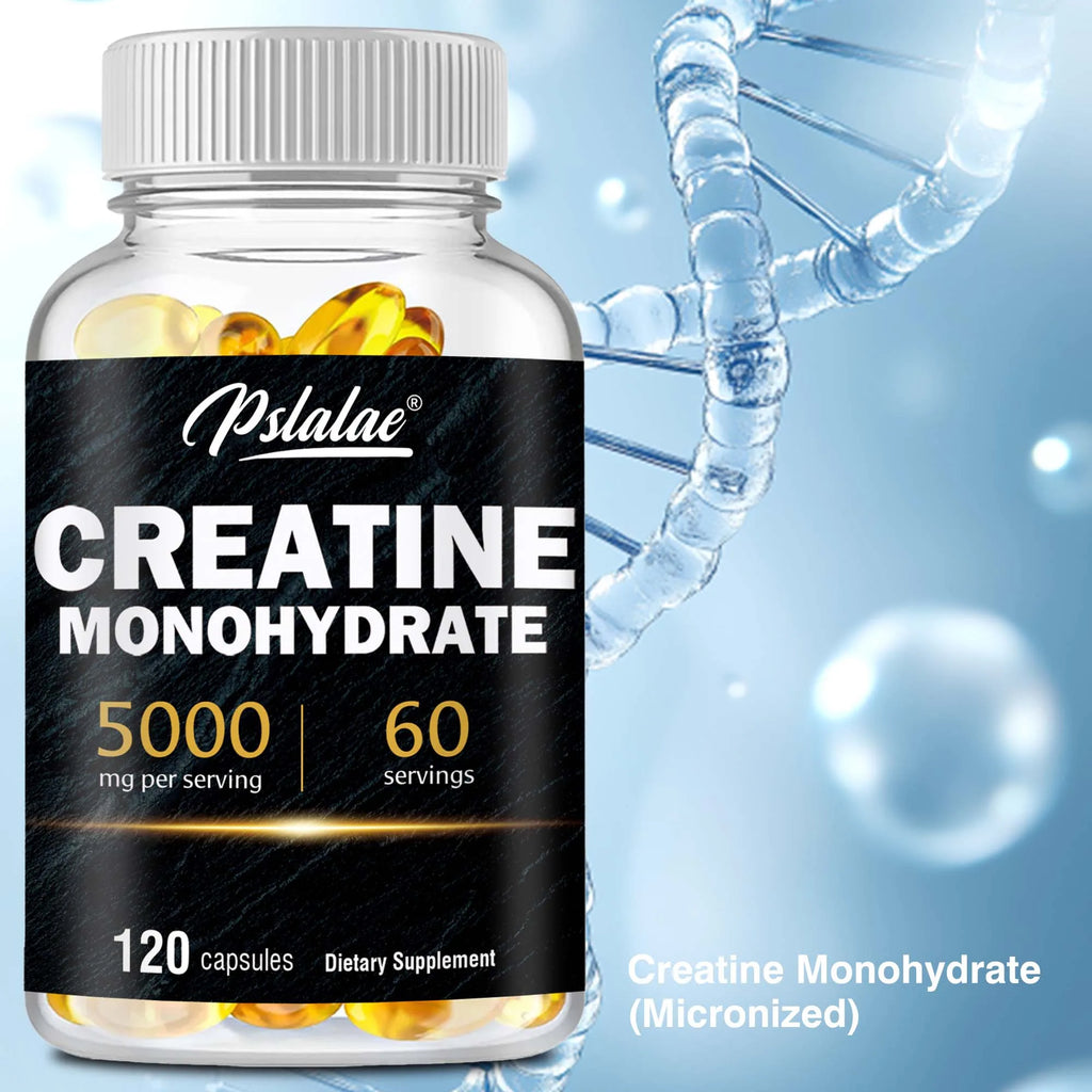 Creatine Monohydrate - Improves Athletic Performance, Strength, Endurance and Muscle Building - 120 Capsules