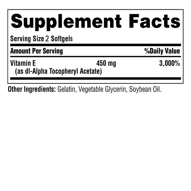 Vitamin E Capsules 450mg - Anti Aging Anti-Wrinkle Firming Skin- 120 Capsules