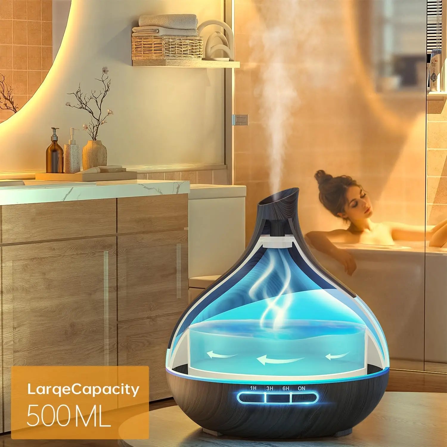 500ml Aroma Diffuser with Remote & 14-Color LED Light - Humidifier