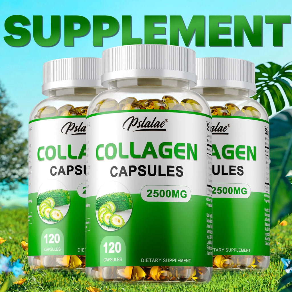 Collagen Supplement with Bitter Melon Extract 120 Capsules Weight Management Anxiety Reduction Health Care Vitamin Supplement