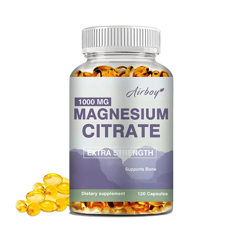 Magnesium Citrate 1000mg - Dietary Supplement for Muscle, Nerve, Bone and Heart Support - 120 Capsules