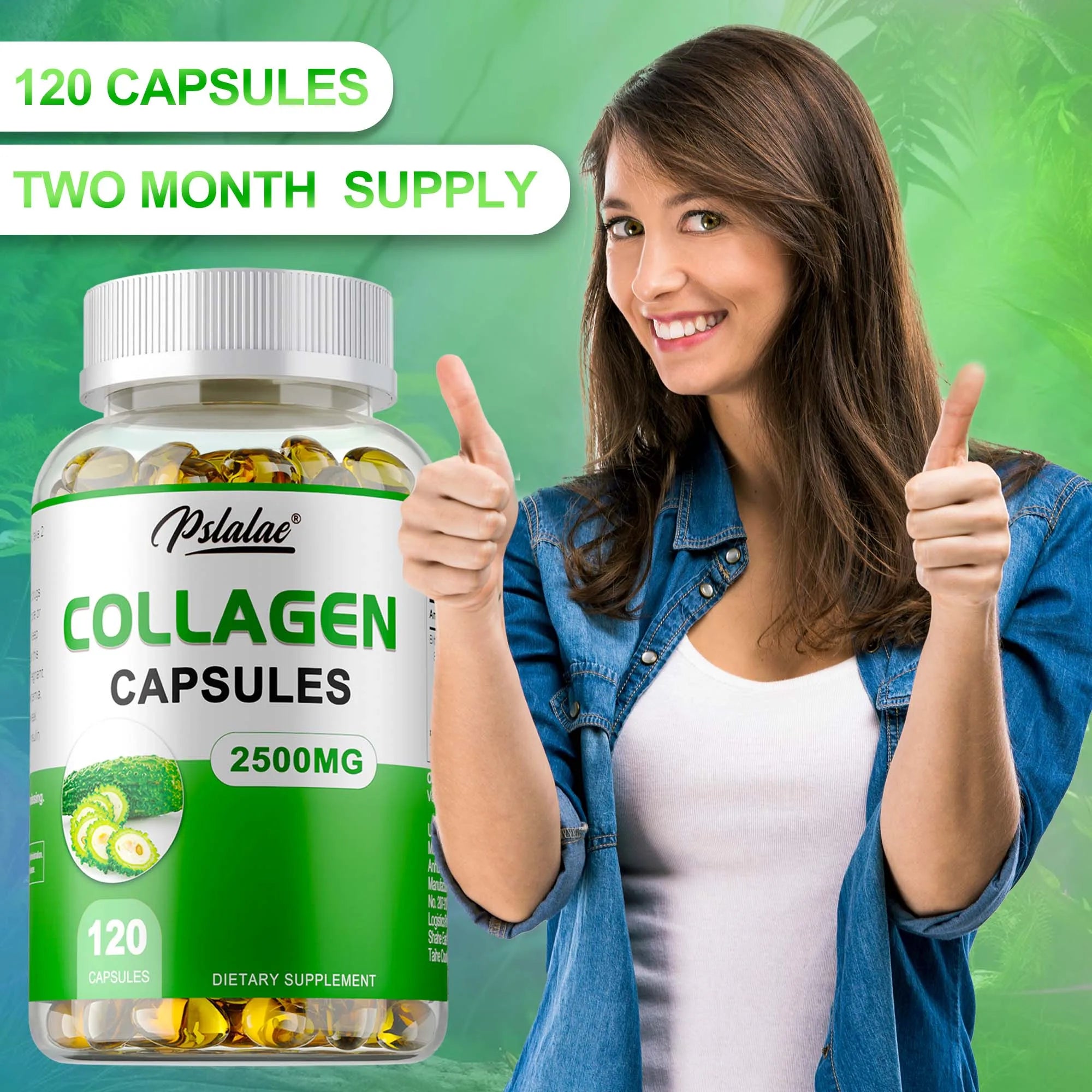 Collagen Supplement with Bitter Melon Extract 120 Capsules Weight Management Anxiety Reduction Health Care Vitamin Supplement