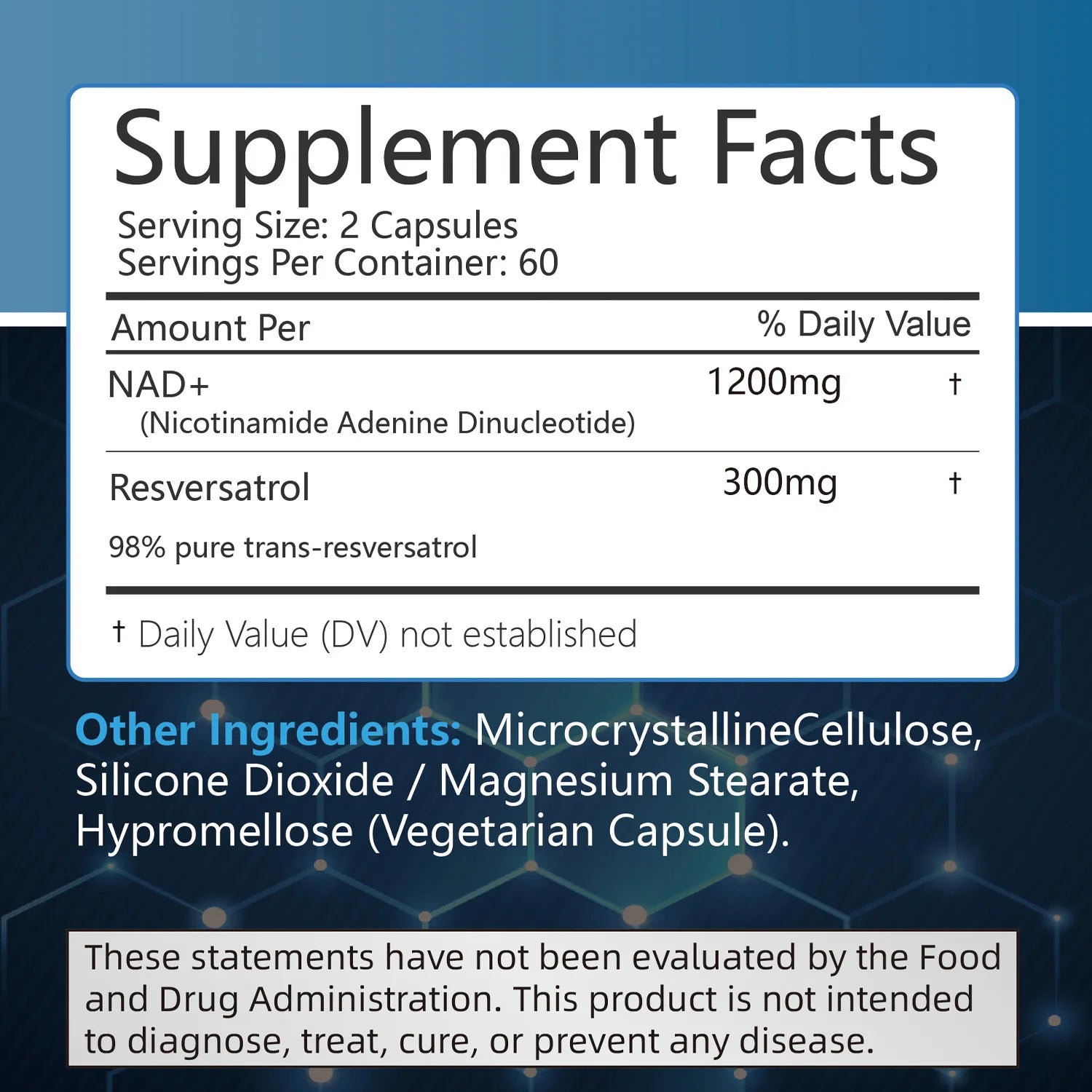 NAD+Supplements - with Resveratrol - Natural Energy Supplement, Support Cell Health, Anti-aging, Enhance Immunity