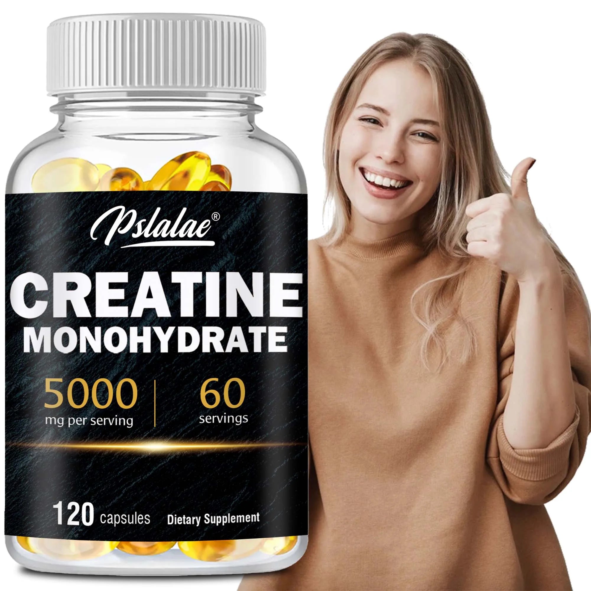 Creatine Monohydrate - Improves Athletic Performance, Strength, Endurance and Muscle Building - 120 Capsules