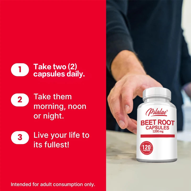 Beetroot - Supports Blood Pressure, Athletic Performance, Digestion, and Memory - 120 Capsules