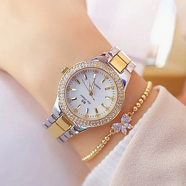 Woman Wrist Watches Dress Gold Watch Women Crystal Diamond Watches Stainless Steel Silver watch Women