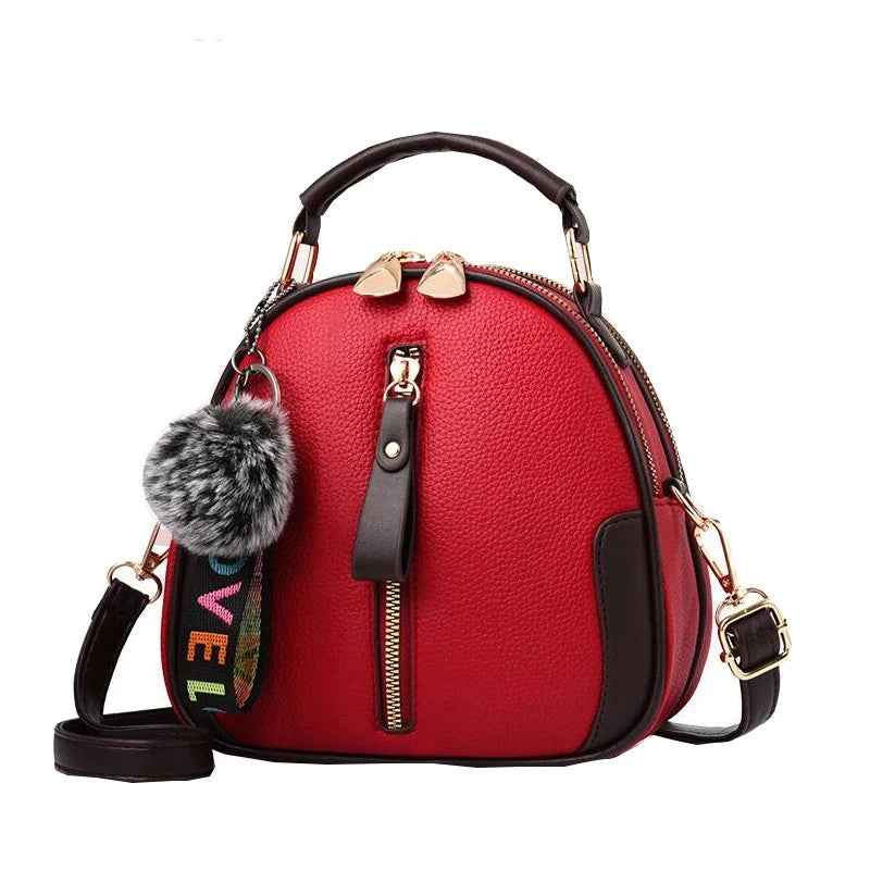 Solid Color Women Shel Portable Shoulder PU Leather Elegant Female Bag