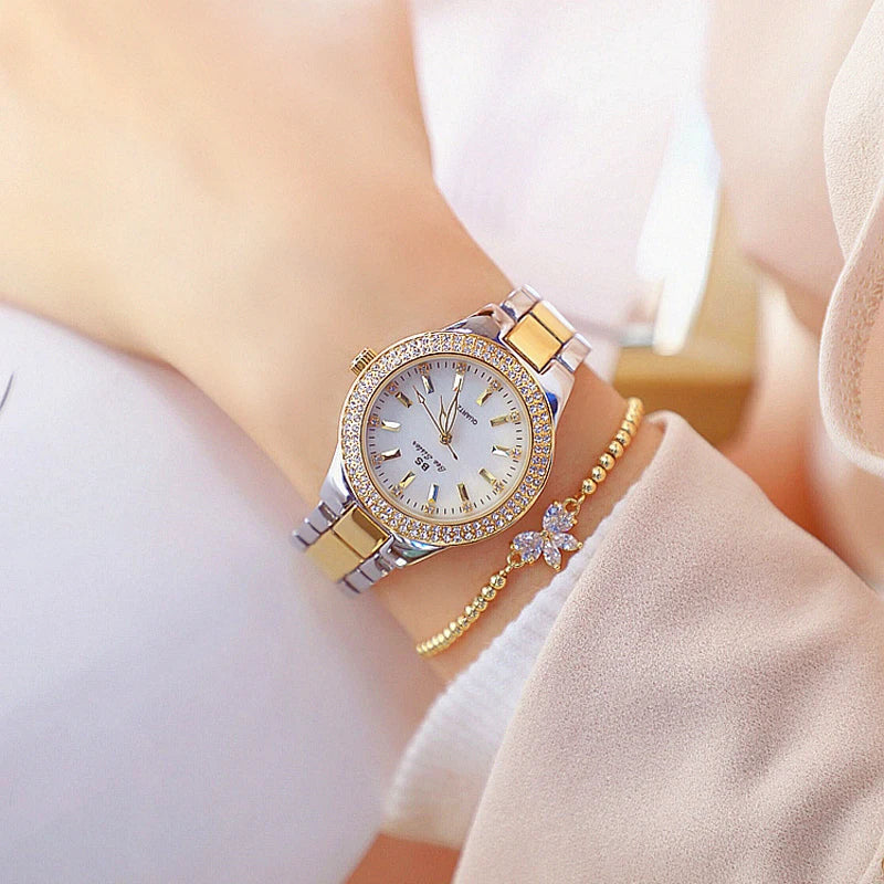 Woman Wrist Watches Dress Gold Watch Women Crystal Diamond Watches Stainless Steel Silver watch Women