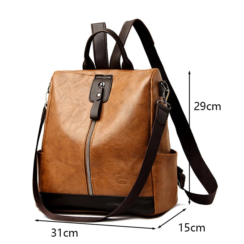 Women Backpacks High Quality PU Leather Travel Backpack  Large Capacity