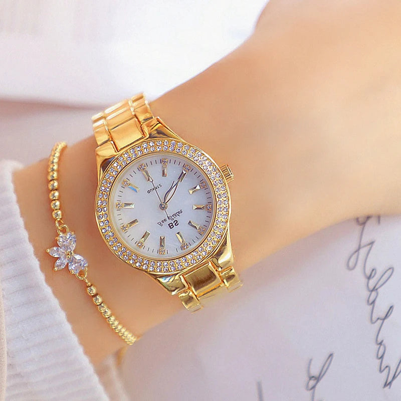 Woman Wrist Watches Dress Gold Watch Women Crystal Diamond Watches Stainless Steel Silver watch Women
