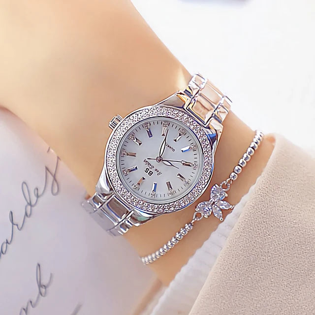Woman Wrist Watches Dress Gold Watch Women Crystal Diamond Watches Stainless Steel Silver watch Women