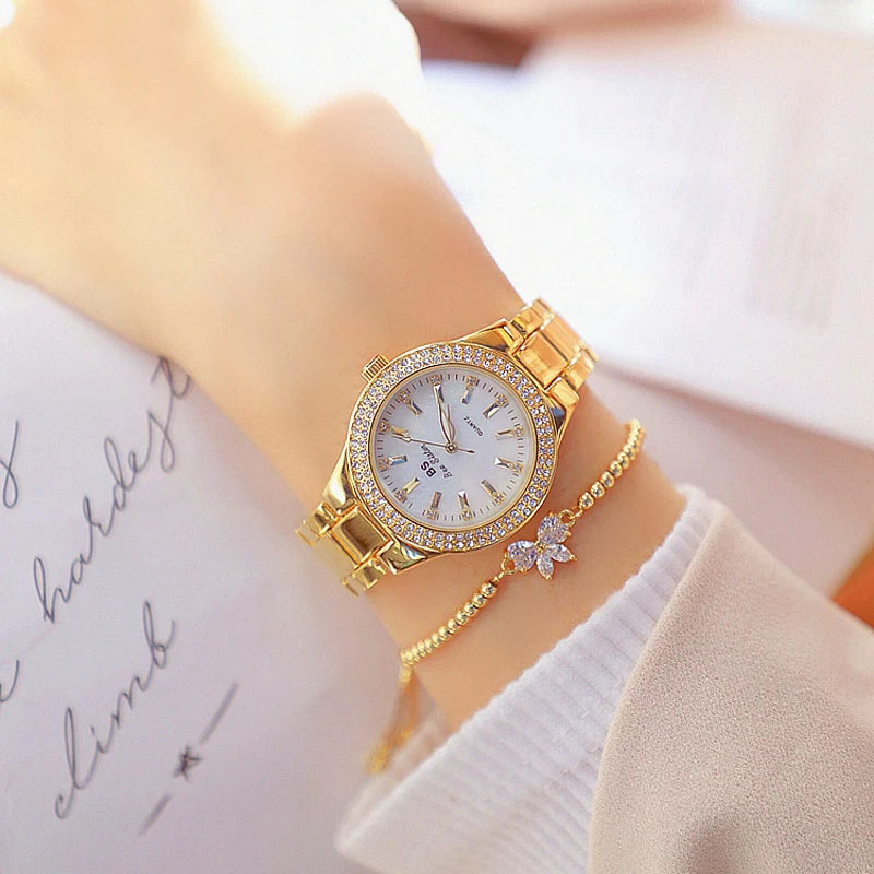 Woman Wrist Watches Dress Gold Watch Women Crystal Diamond Watches Stainless Steel Silver watch Women