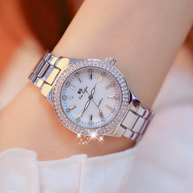 Woman Wrist Watches Dress Gold Watch Women Crystal Diamond Watches Stainless Steel Silver watch Women