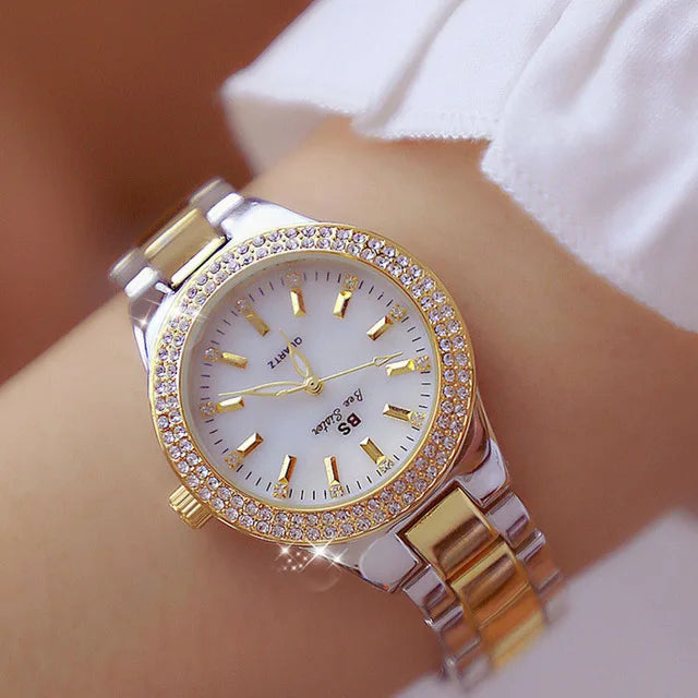 Woman Wrist Watches Dress Gold Watch Women Crystal Diamond Watches Stainless Steel Silver watch Women