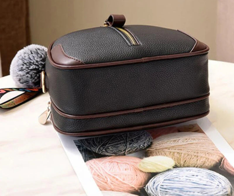 Solid Color Women Shel Portable Shoulder PU Leather Elegant Female Bag