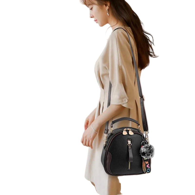 Solid Color Women Shel Portable Shoulder PU Leather Elegant Female Bag