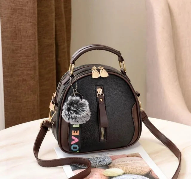 Solid Color Women Shel Portable Shoulder PU Leather Elegant Female Bag