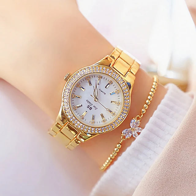 Woman Wrist Watches Dress Gold Watch Women Crystal Diamond Watches Stainless Steel Silver watch Women