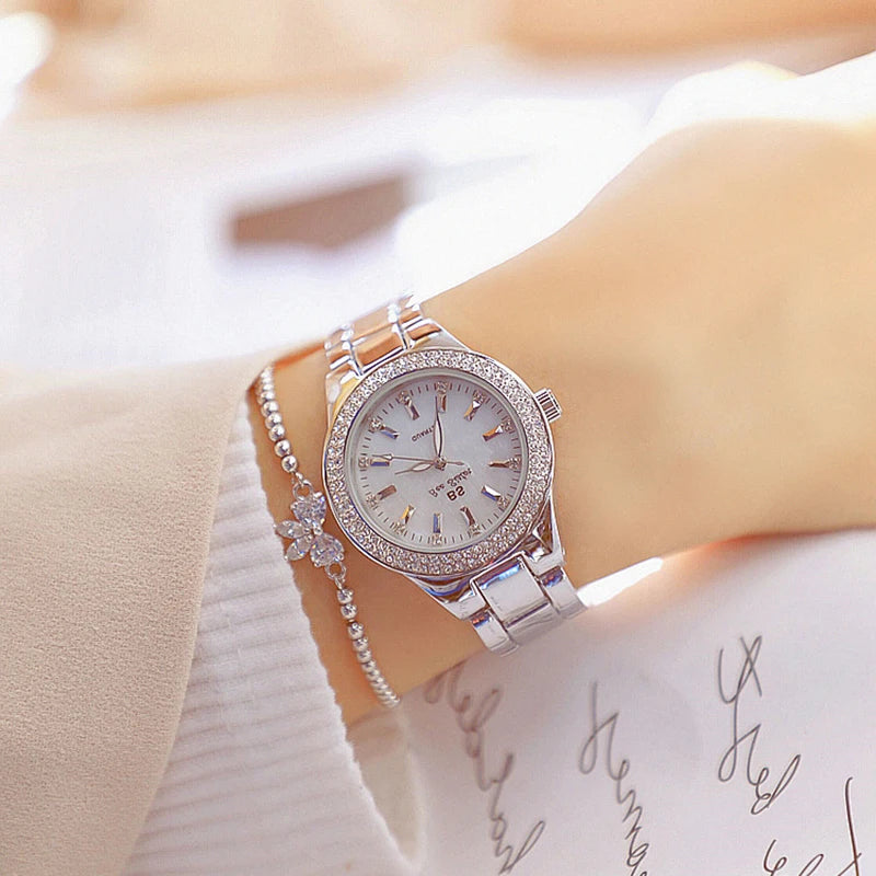 Woman Wrist Watches Dress Gold Watch Women Crystal Diamond Watches Stainless Steel Silver watch Women