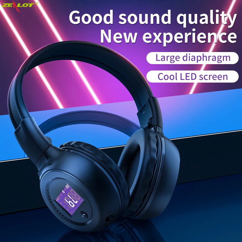 Earphone Headphone with lcd Screen Bluetooth Headphone Foldable Hifi Stereo Wireless Headset FM Radio TF