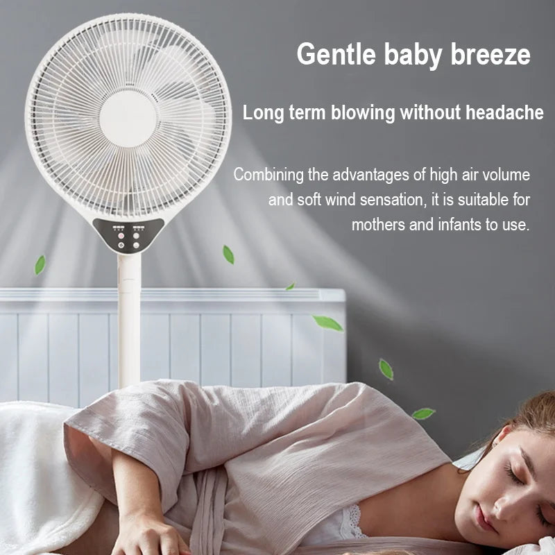 220V Electric Pedestal Standing Fan Adjustable Heigh Desk Air Blower Timing Shake for Living Room Bedroom Kitchen Home Office