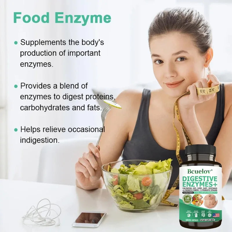 Probiotic Enzymes + Prebiotics & Digestive Enzymes, Promotes Healthy Gut Flora, Relieves Gas, 120 Capsules