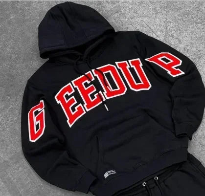 Classic letter embroidery loose high street design sports casual hooded sweatshirt
