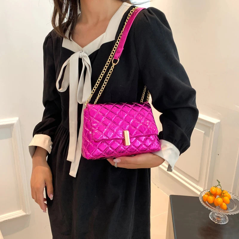 Luxury Laser Design Chevron Quilted Shoulder Bag
