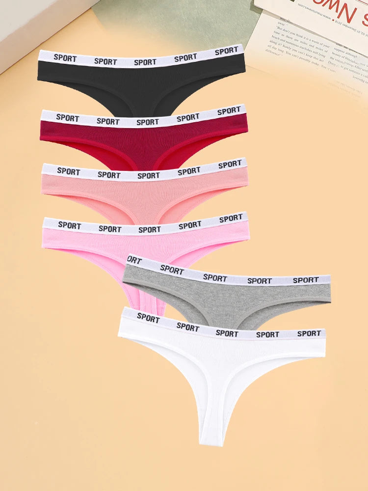 6PCS Cotton Seamless Thong Sexy Sport Brand Panties Low Waist Underwear