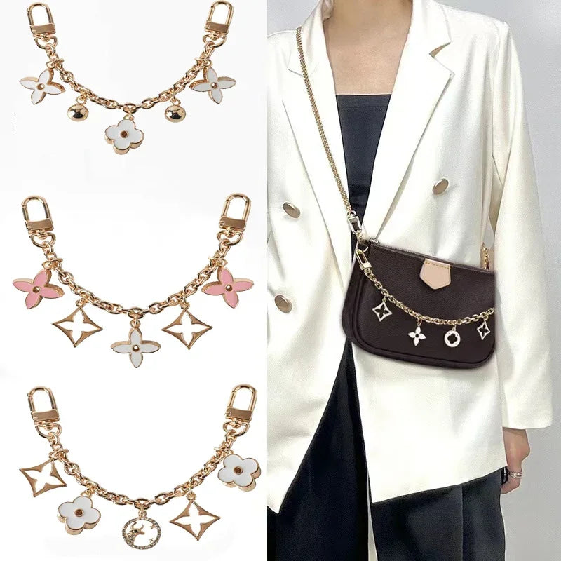 Four Leaf Old Flower Trendy Jewelry Bag Decoration Chain Accessory