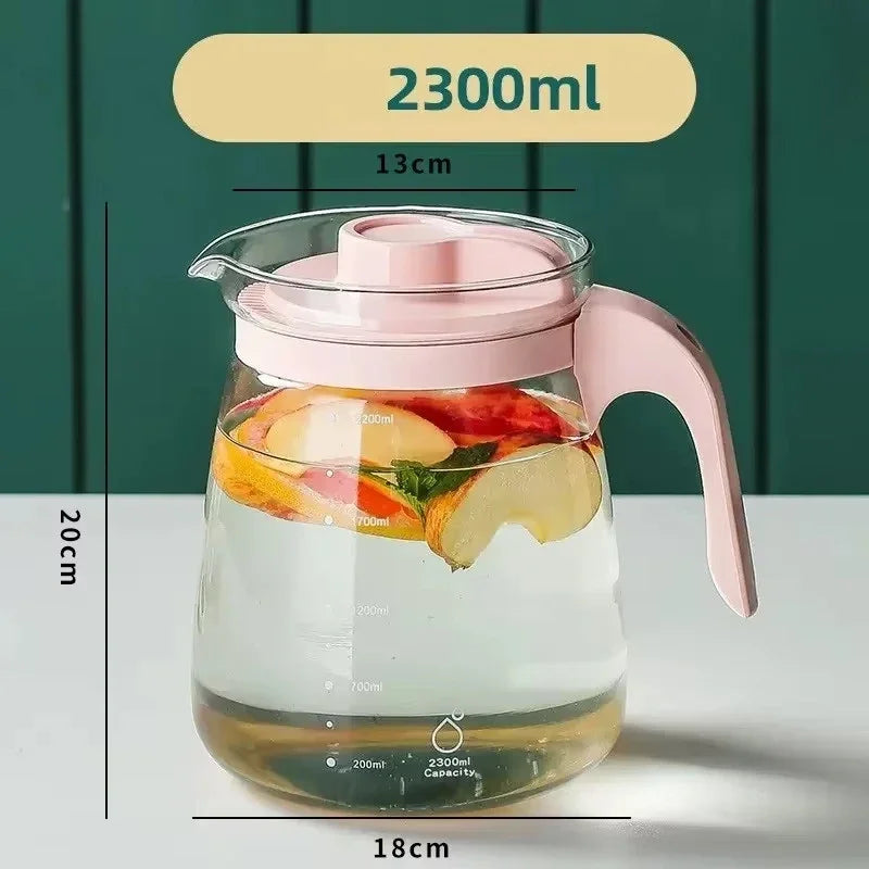Transparent Teapot High Borosilicate Glass Heat-Resistant Large Capacity Tea Pot Coffee Juice Ice Water Kettle for Office Home