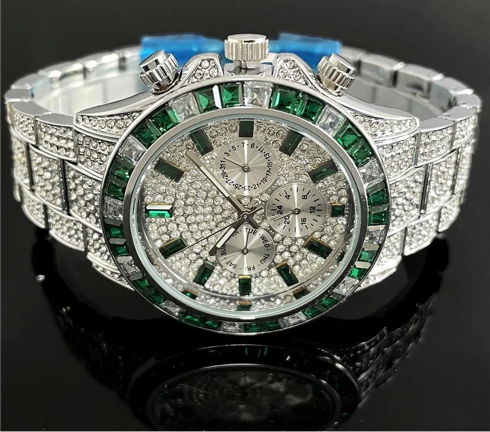 Luxury Stainless Steel Diamond Quartz Wristwatch