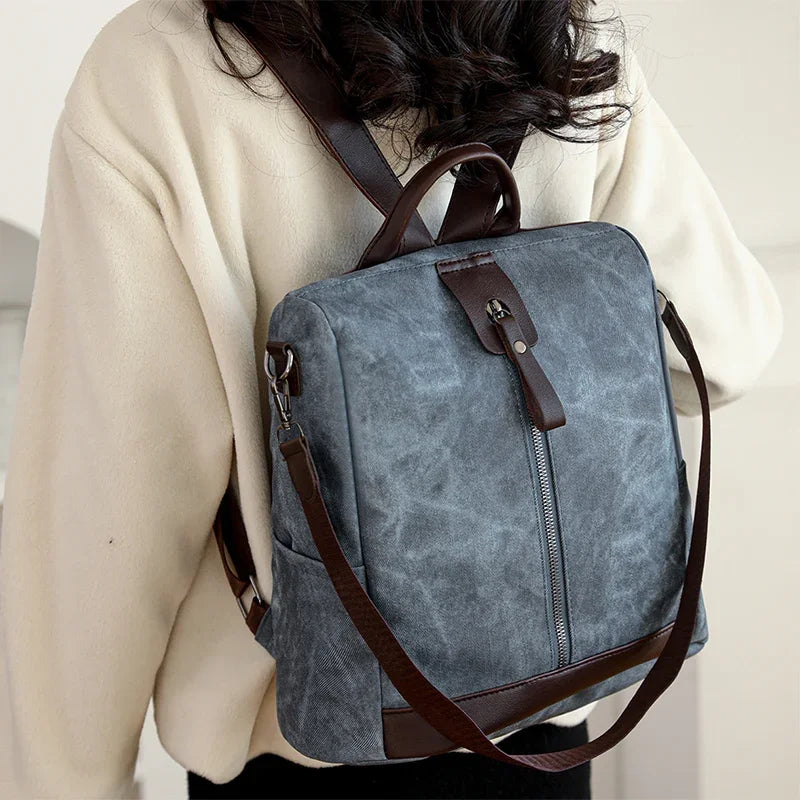 Anti Theft Backpack Female Lightweight PU Leather Rucksacks Large Shoulder Bags