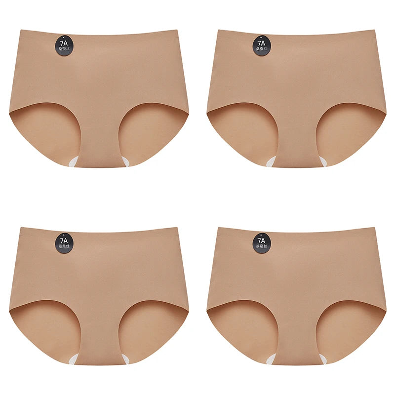 FalllSweet 4PCS Seamless Panties  Ice Silk Underwear Soft Thin Briefs