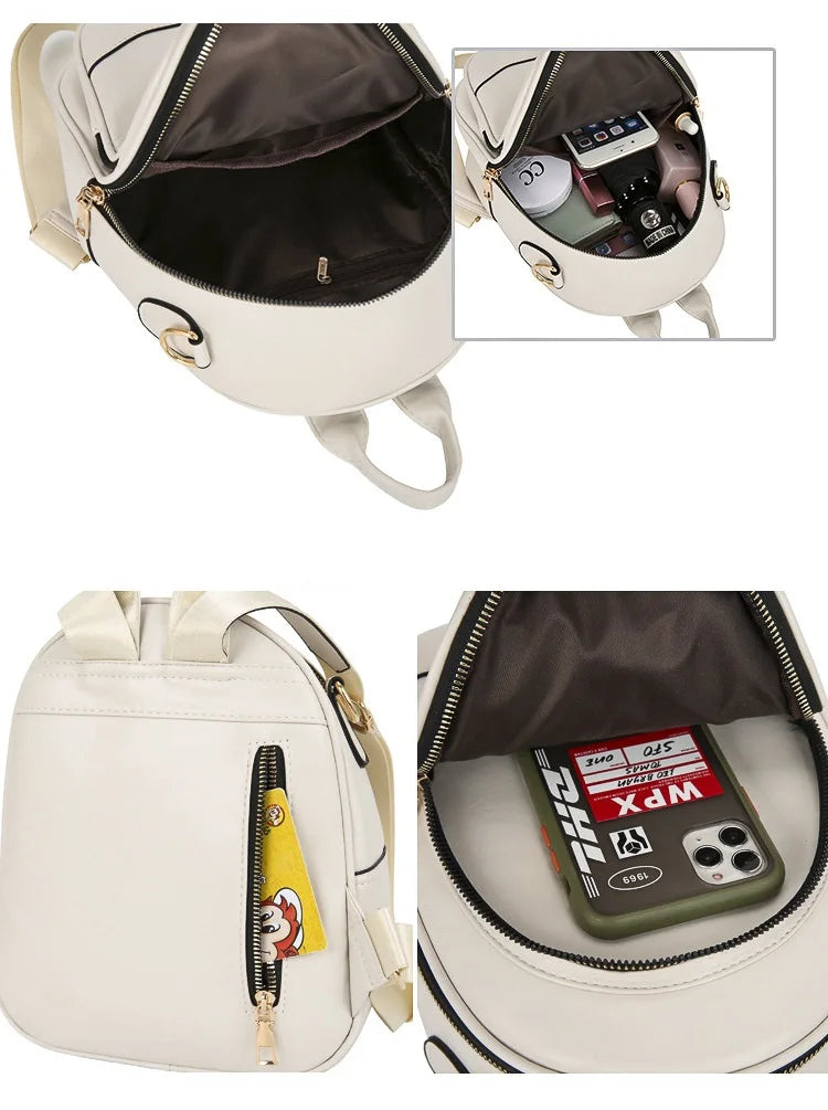 Women Backpacks PU Leather Teenage Shoulder Bags small Pearl Tassel