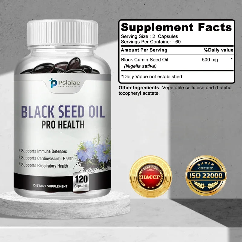Black Seed Oil Capsules - Supports Immune Defense, Cardiovascular Health, and Promotes Respiratory Health Supplement