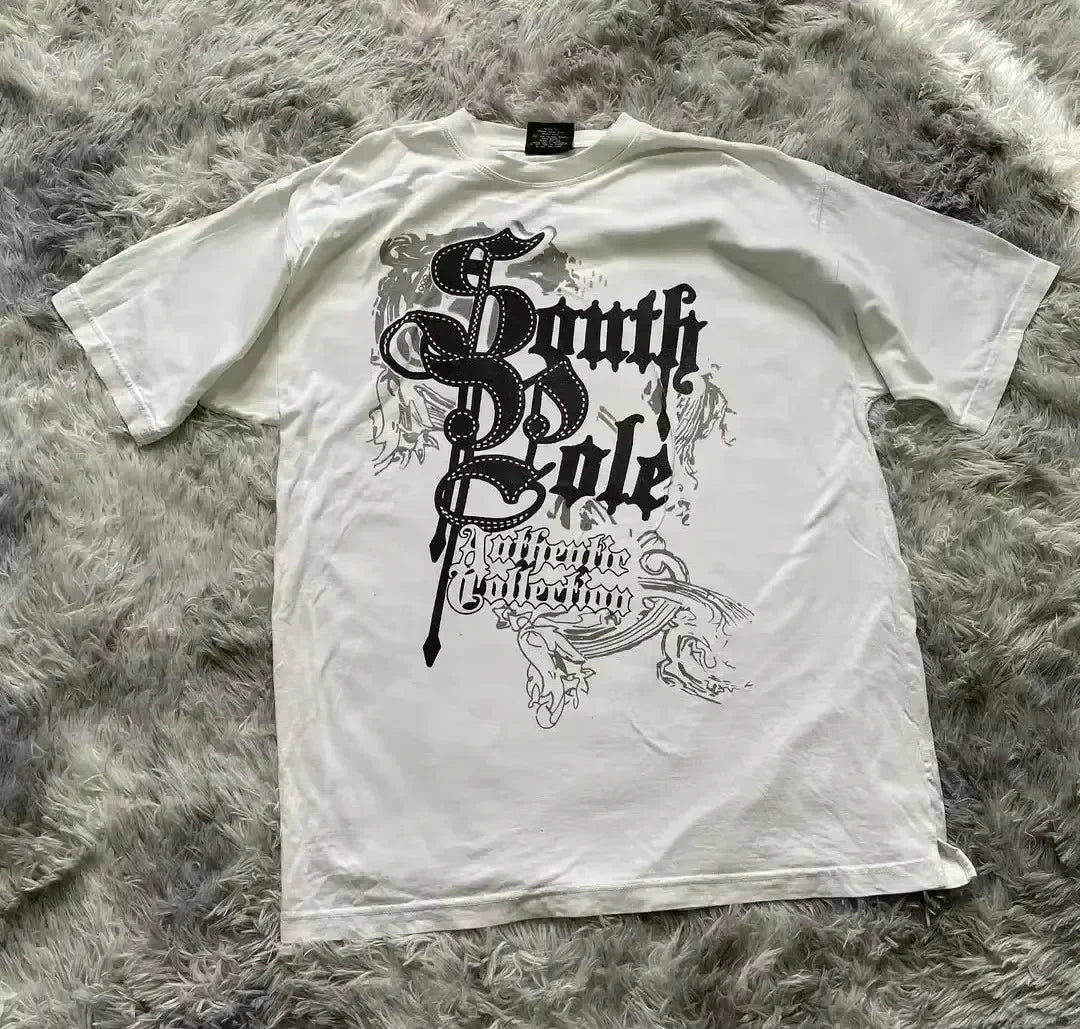 90s Retro Graphic T-Shirt Vintage Southpole Streetwear Gothic Harajuku Fashion Oversized Couple Tee Soft Cotton Short Sleeve Top