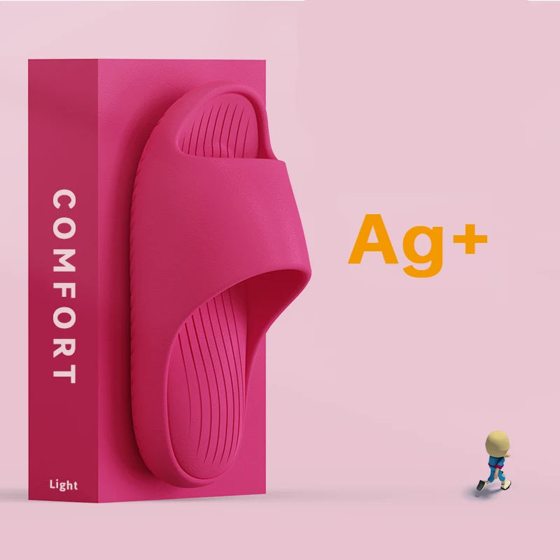 Summer Women Thick Slippers Sole Beach Slides Bathroom Anti-Slip Soft Sandals Fashion Ladies Cloud Shoes men slipper