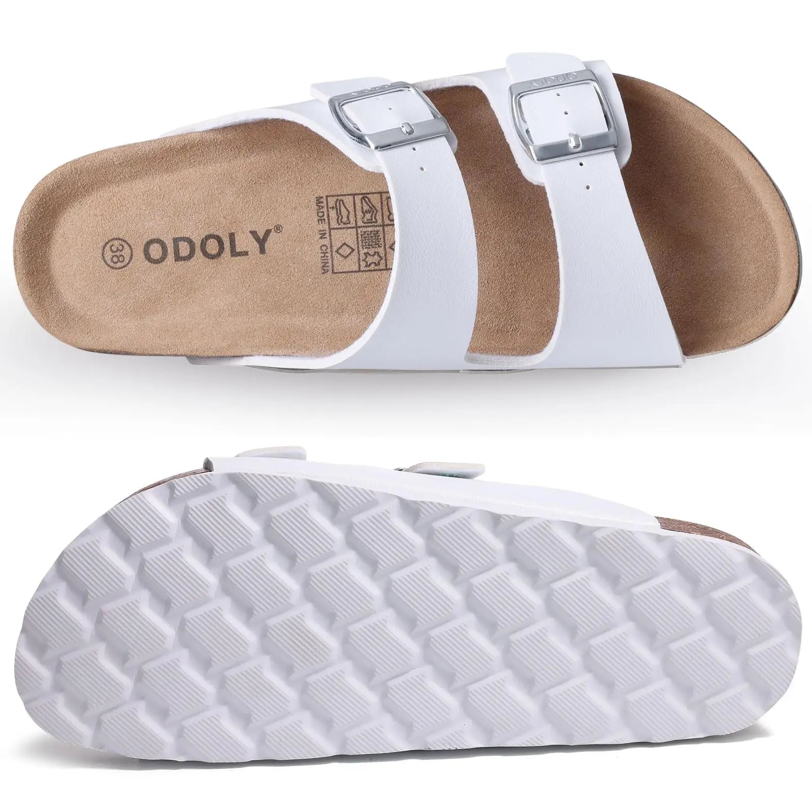 Evshine Platform Suede Sandals for Women Soft Cork Footbed Summer Slides with Adjustable Buckle Outdoor Slides With Arch Support