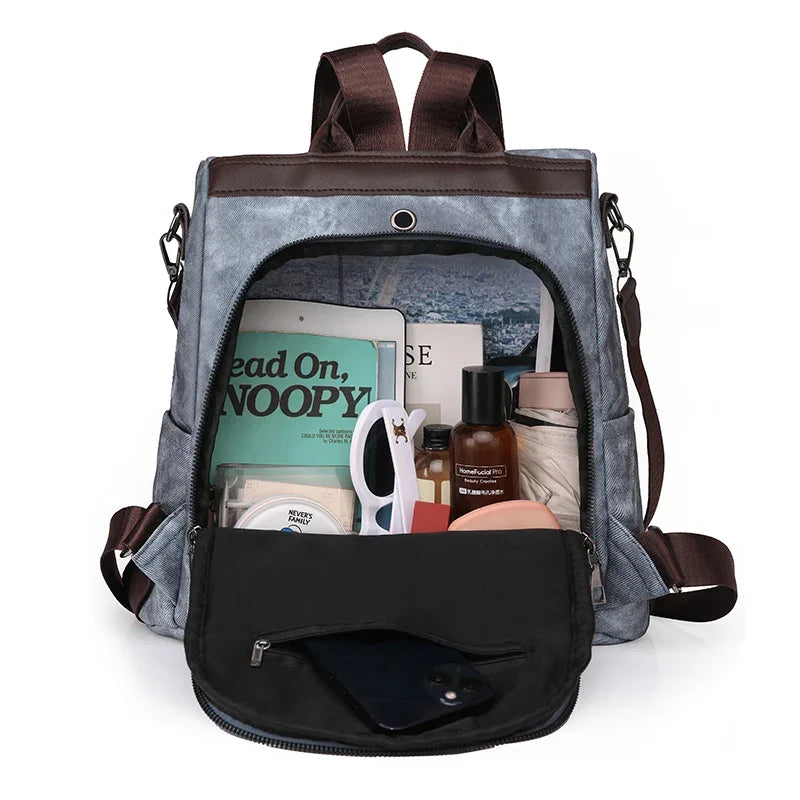 Anti Theft Backpack Female Lightweight PU Leather Rucksacks Large Shoulder Bags