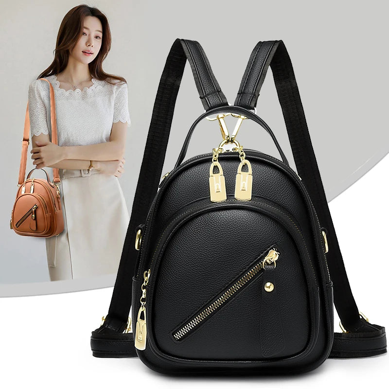 Mini Backpack Women Luxury Leather Shoulder Bag For Girls Kids Multi-Function Small Bagpack Female Purse Fashion Small Backpack