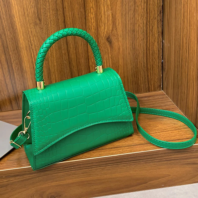 Western Style Shoulder Bag Crocodile Pattern Small Square Bag Handbag