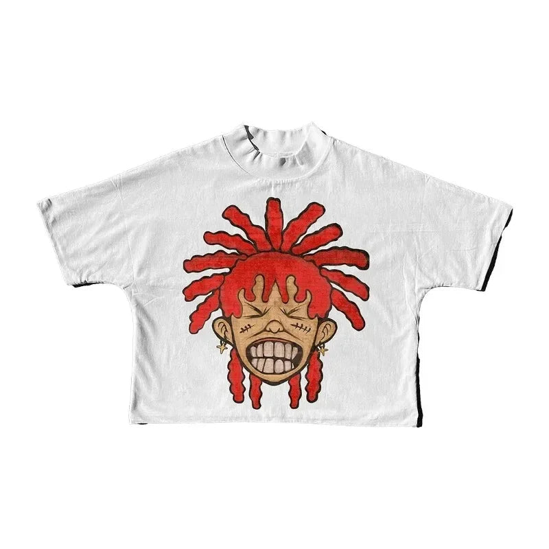 Cartoon avatar print short sleeve t-shirt loose casual oversized t-shirt